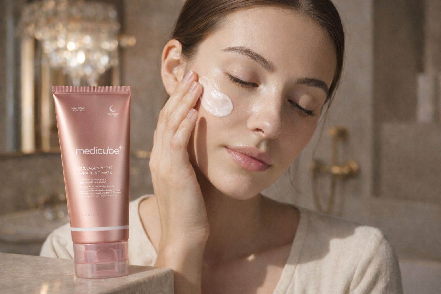 Žena používající přírodní péči o pleť